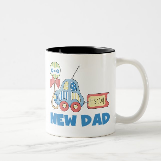 Car New Dad It's a Boy Two-Tone Coffee Mug (Right)