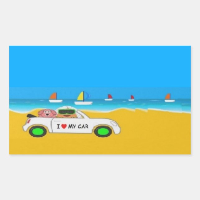 Car of Pou Rectangular Sticker (Front)