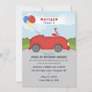 Car Parade Social Distancing Birthday Invitation