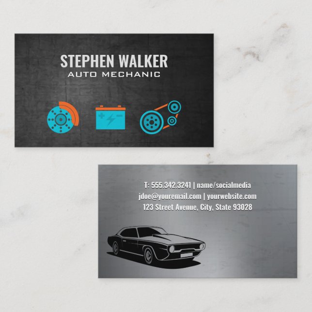 Car Parts and Vintage Vehicle Business Card (Front/Back)