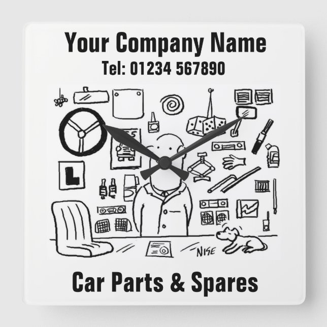 Car Parts & Spares Square Wall Clock (Front)