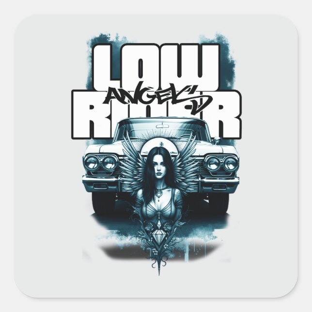 Car Print - Lowrider Angels - Square Sticker (Front)