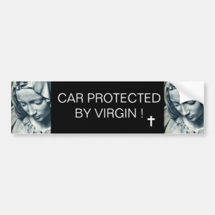 CAR PROTECTED BY VIRGIN ! BUMPER STICKER