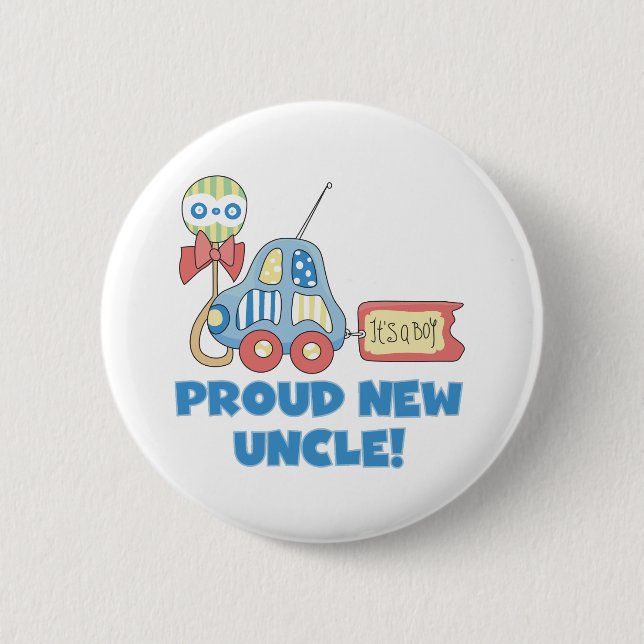 Car Proud New Uncle It's a Boy 6 Cm Round Badge (Front)