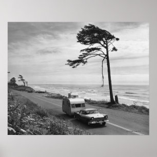 Car Pulling Trailer Poster