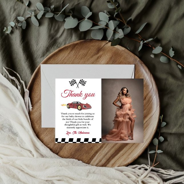 Car Race Baby Shower Thank You Card (Creator Uploaded)