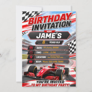 Car race Birthday Invitation for Kids