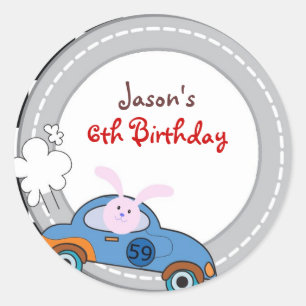 Car Racer round sticker for favour bag tags
