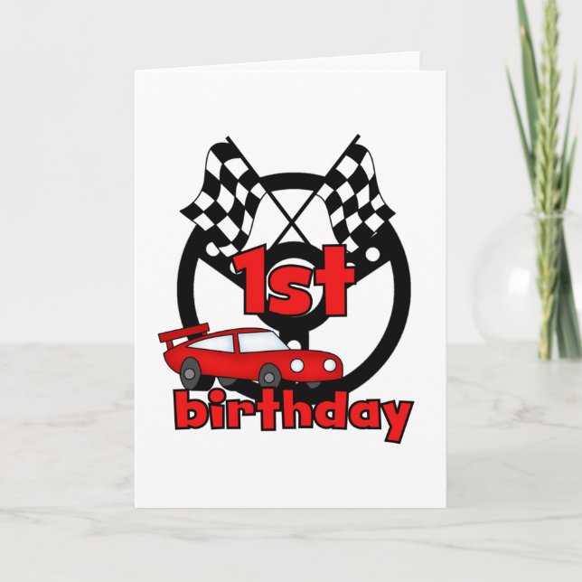 Car Racing 1st Birthday Tshirts and gifts Card (Front)