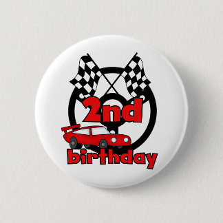Car Racing 2nd Birthday Tshirts and Gifts 6 Cm Round Badge