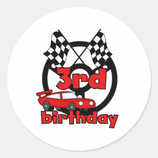 Car Racing 3rd Birthday Classic Round Sticker