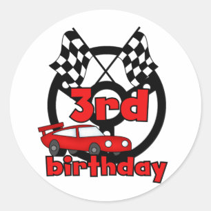 Car Racing 3rd Birthday Tshirts and Gifts Classic Round Sticker