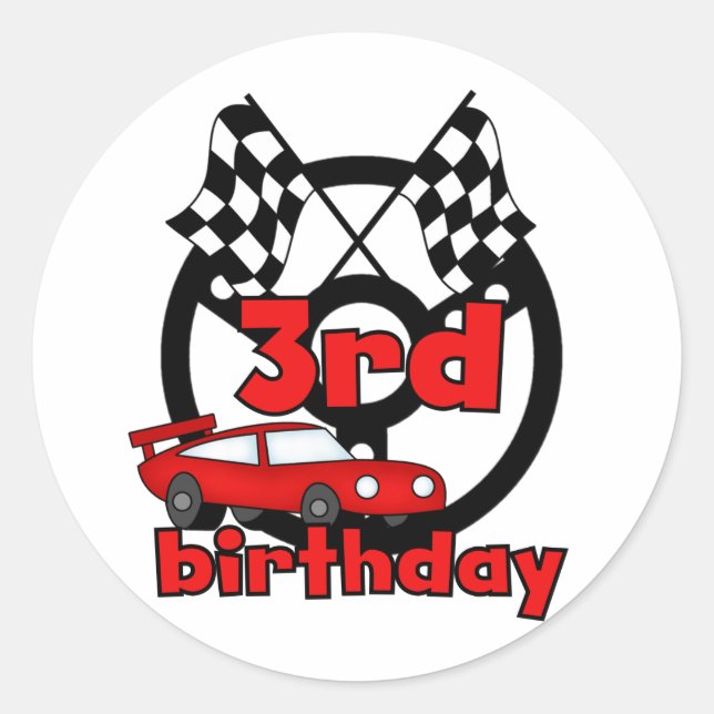 Car Racing 3rd Birthday Tshirts and Gifts Classic Round Sticker (Front)