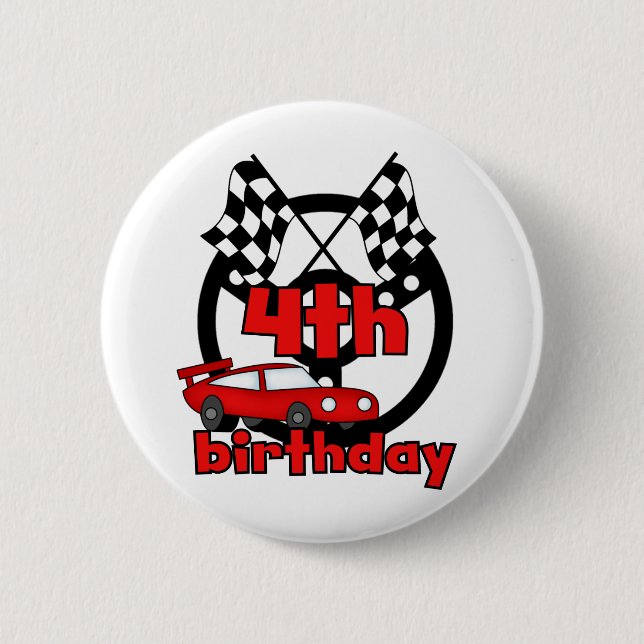 Car Racing 4th Birthday Tshirts and Gifts 6 Cm Round Badge (Front)