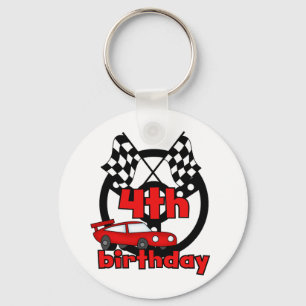 Car Racing 4th Birthday Tshirts and Gifts Key Ring