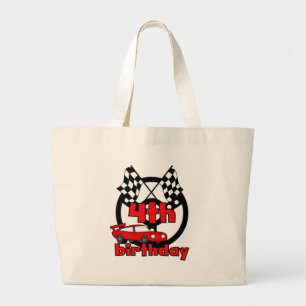 Car Racing 4th Birthday Tshirts and Gifts Large Tote Bag