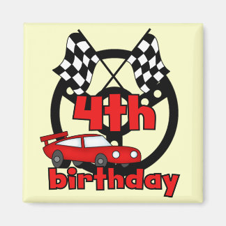 Car Racing 4th Birthday Tshirts and Gifts Magnet