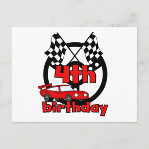 Car Racing 4th Birthday Tshirts and Gifts Postcard