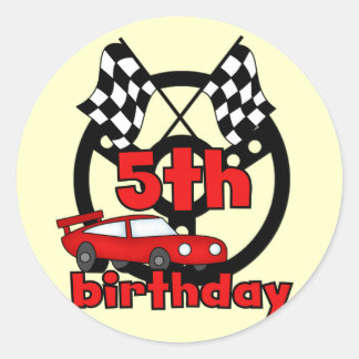 Car Racing 5th Birthday Tshirts and Gifts Classic Round Sticker