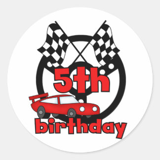 Car Racing 5th Birthday Tshirts and Gifts Classic Round Sticker