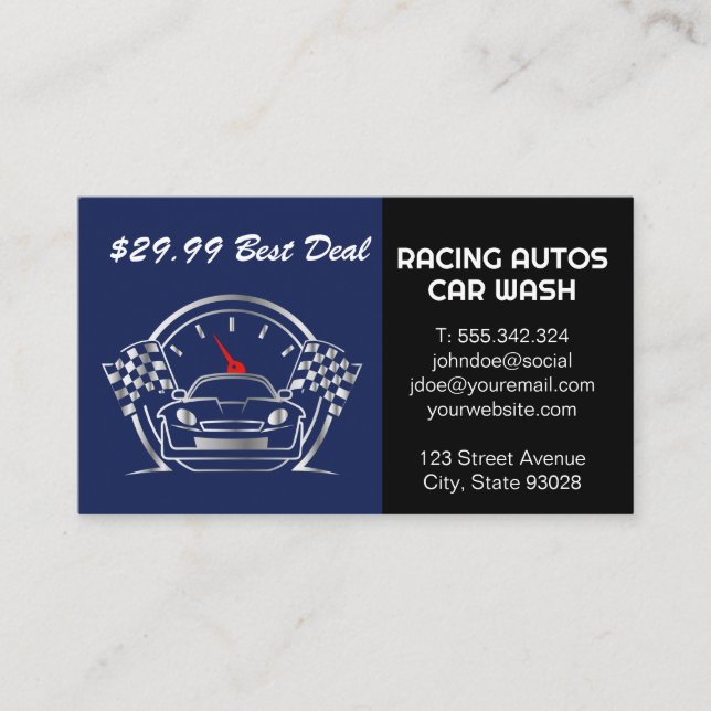 Car Racing Auto Services Business Card (Front)
