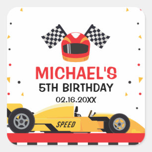 Car Racing Birthday Square Sticker