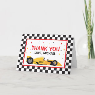 Car Racing Birthday Thank you card