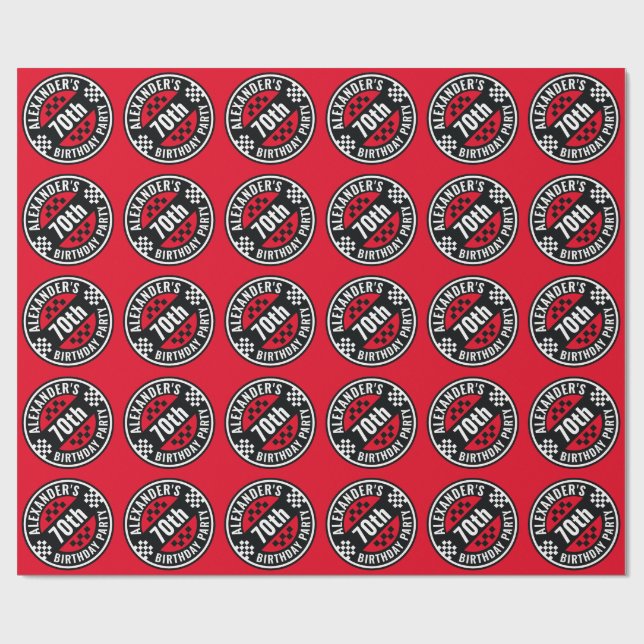 Car Racing Chequered Flag Birthday Party Wrapping Paper (Flat)