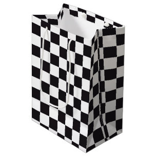 Car Racing / Chess Pattern - black 1 Medium Gift Bag