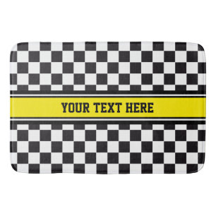 Car Racing / Chess Pattern + your backgr. & ideas Bath Mat