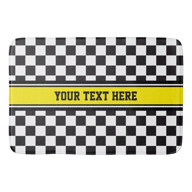 Car Racing / Chess Pattern + your backgr. & ideas Bath Mat (Front)