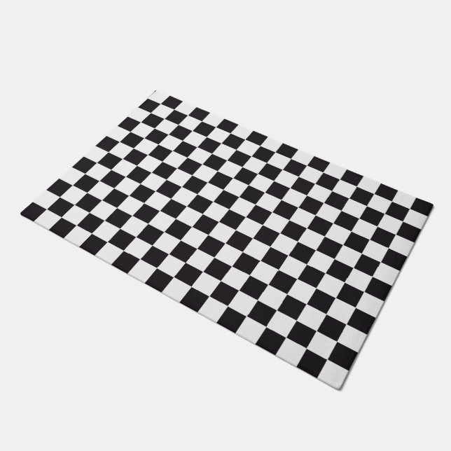 Car Racing / Chess Pattern + your backgr. & ideas Doormat (Angled)