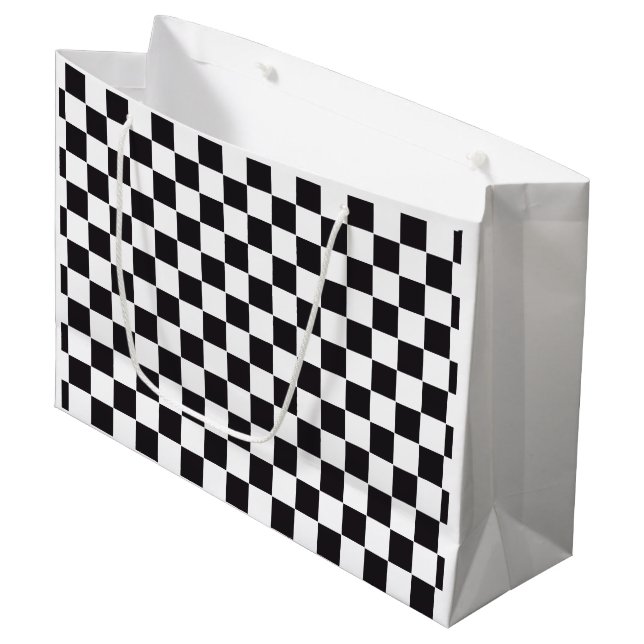 Car Racing / Chess Pattern + your backgr. & ideas Large Gift Bag (Front Angled)