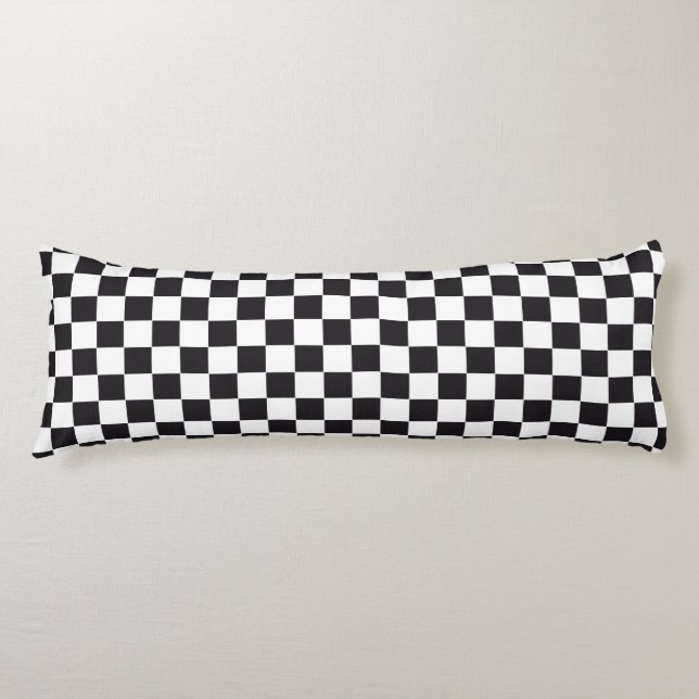 Car Racing / Chess Pattern + your backgr. & text Body Cushion (Front)