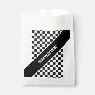 Car Racing / Chess Pattern + your backgr. & text Favour Bags