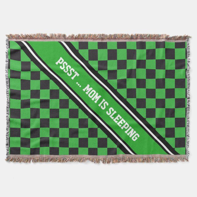 Car Racing / Chess Pattern + your backgr. & text Throw Blanket (Front)
