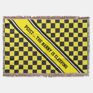 Car Racing / Chess Pattern + your backgr. & text Throw Blanket