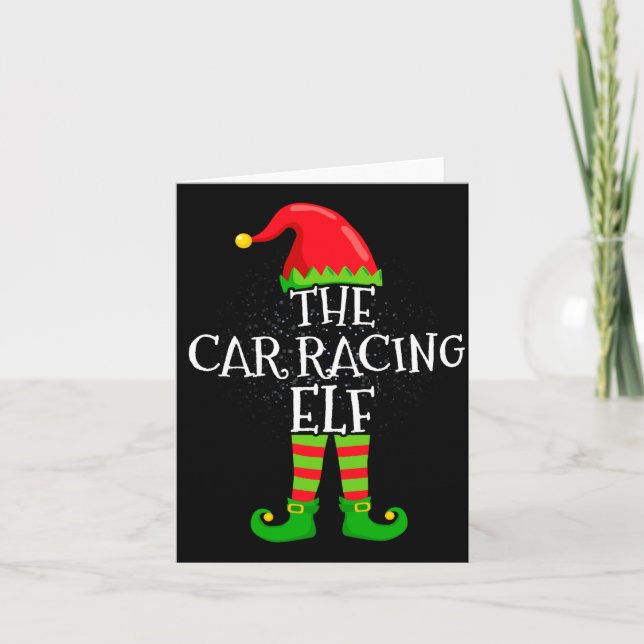 Car Racing Elf Family Matching Christmas Group  Card (Front)