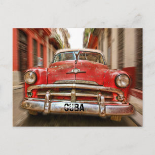 Car ”racing” in the streets of old Havana, Cuba Postcard