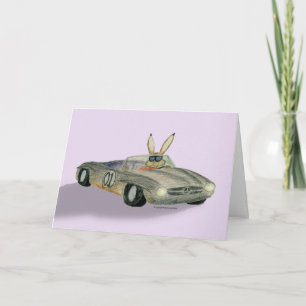 Car Racing Rabbit Holiday Card