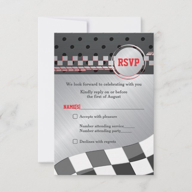 Car Racing Racecar Bar Mitzvah Reply Card (Front)