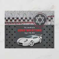 Car Racing Racecar Bar Mitzvah Save the Date
