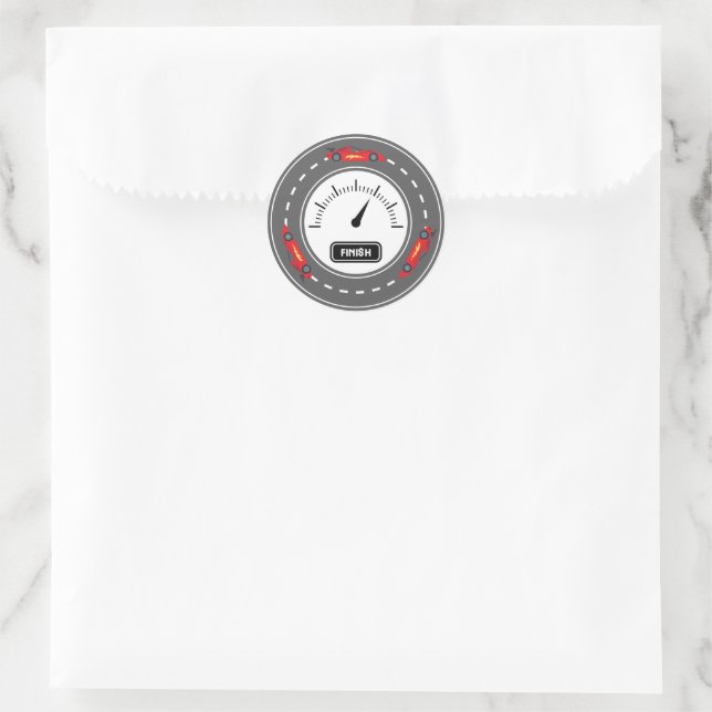Car Racing Track Birthday Classic Round Sticker (Bag)