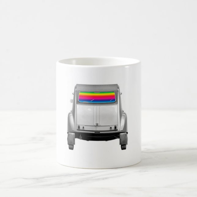 Car + rainbow coffee mug (Center)
