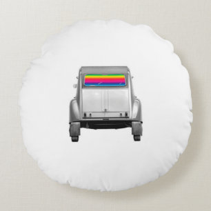 Car + rainbow round cushion