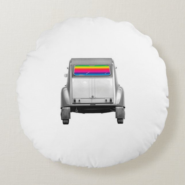 Car + rainbow round cushion (Front)