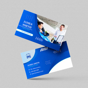 Car Rent Blue Background Simple Modern Monogram Business Card