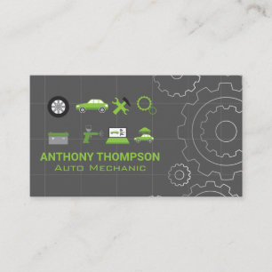 Car Repair Icons   Mechanical Parts Business Card
