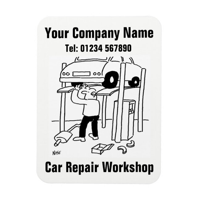 Car Repair Workshop Cartoon Magnet (Vertical)