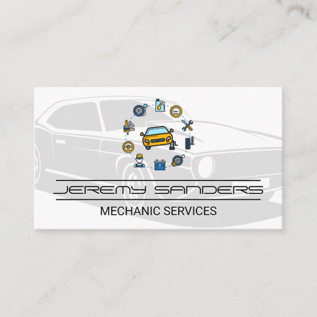 Car Service and Parts | Mechanic Business Card (Front)